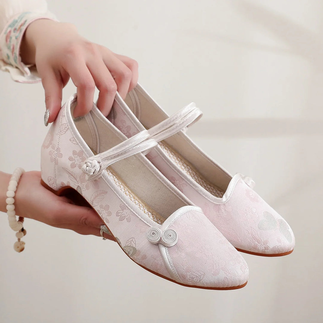 Doris | Jacquard Floral Mary Jane Heels
