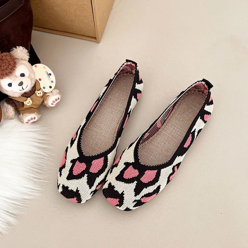 Nola | Knit Square Toe Ballet Flats