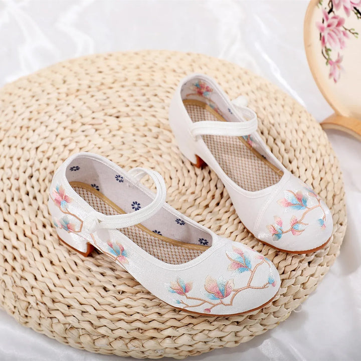 Vera | Embroidered Magnolia Mary Jane Heels