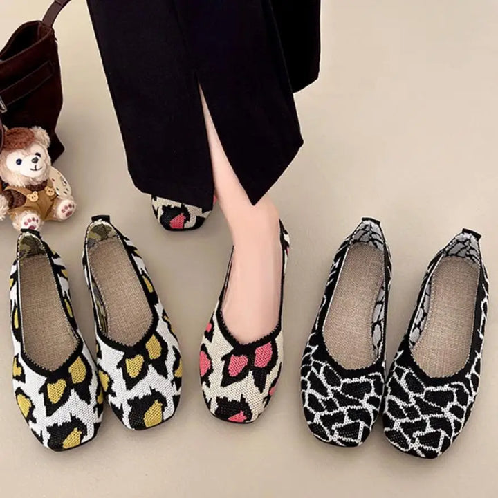Nola | Knit Square Toe Ballet Flats