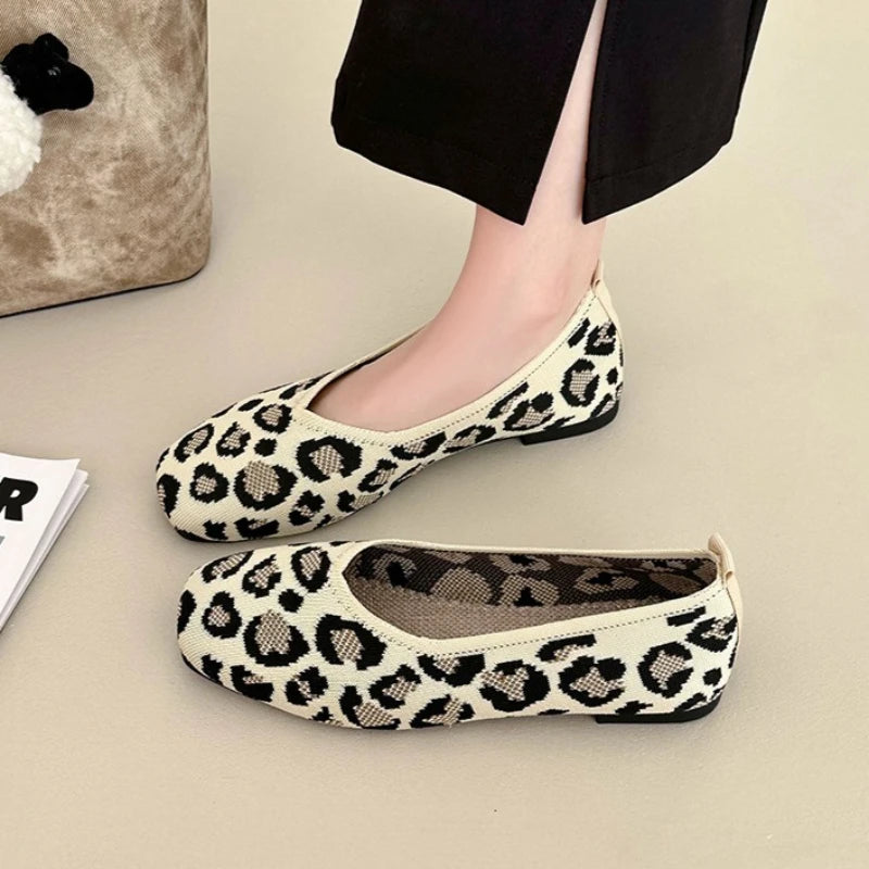 Nola | Knit Square Toe Ballet Flats