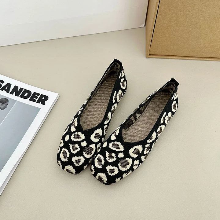 Nola | Knit Square Toe Ballet Flats