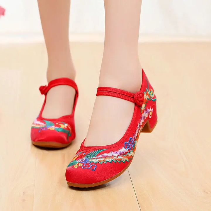 Edith | Embroidered Mary Jane Heels