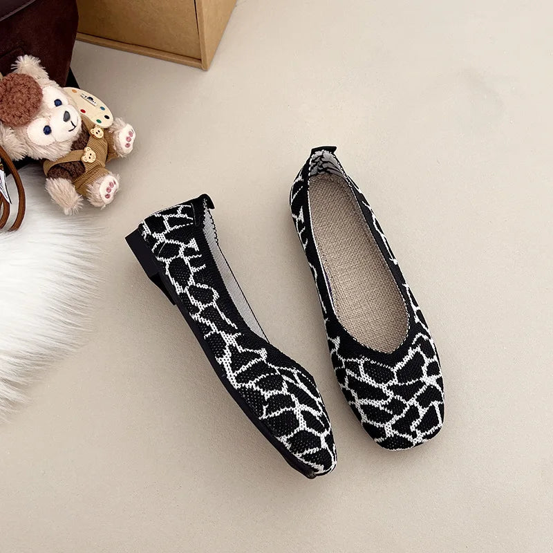 Nola | Knit Square Toe Ballet Flats