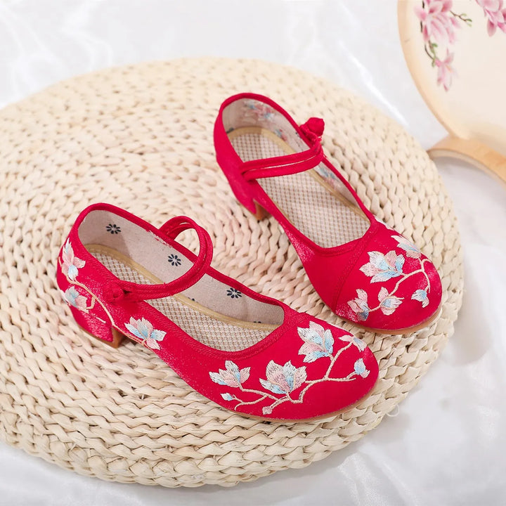Vera | Embroidered Magnolia Mary Jane Heels