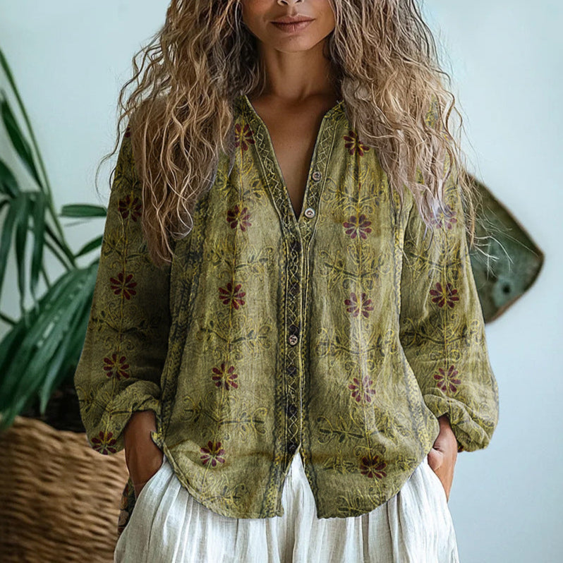 Brianna™ | Elegant Vintage Floral Shirt