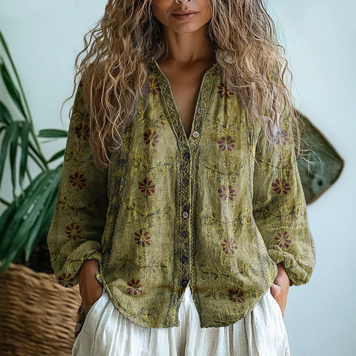 Brianna™ | Elegant Vintage Floral Shirt