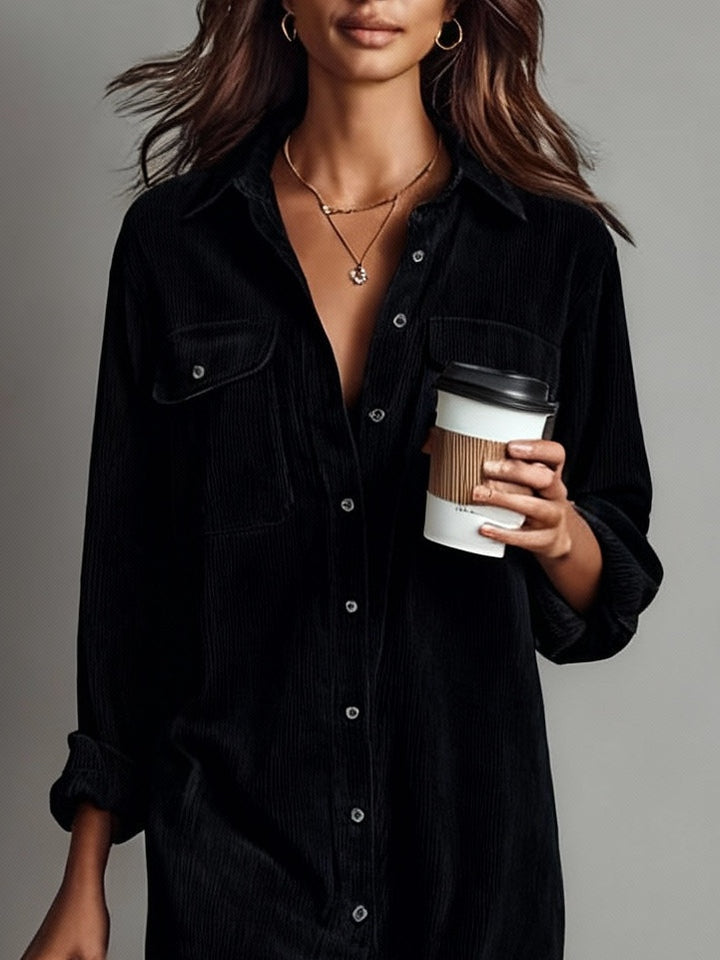 MAE | Corduroy Midi Dress with Double Chest Pockets