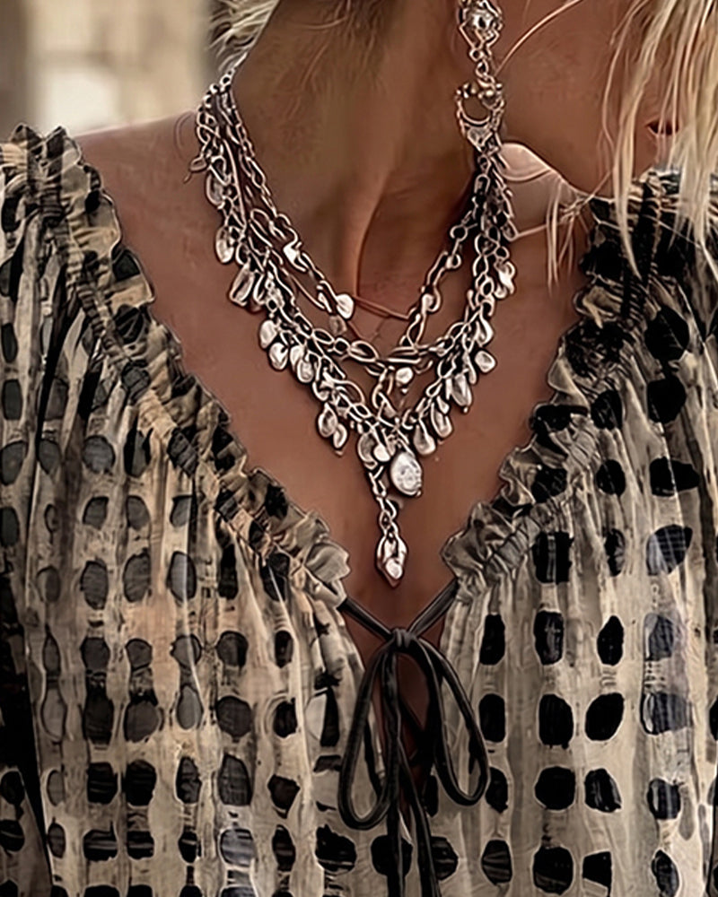 Deborah | Lace-Up Polka Dot Blouse