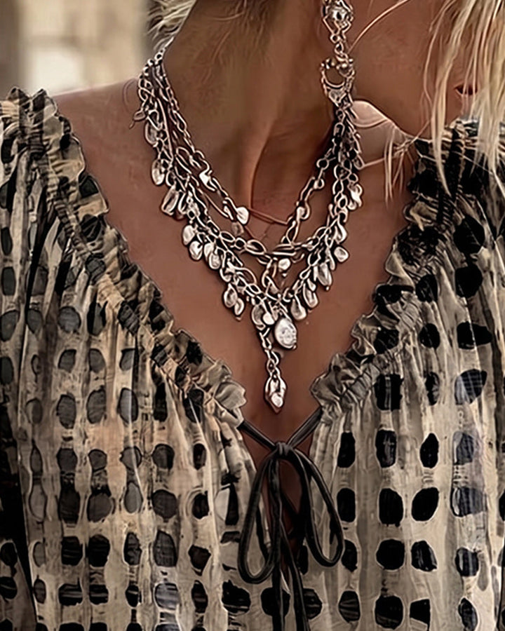 Deborah | Lace-Up Polka Dot Blouse