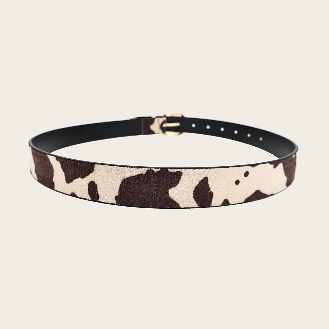 Romilly | Cow Print Gold Buckle Belt