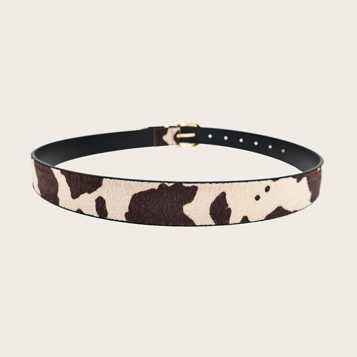 Romilly | Cow Print Gold Buckle Belt
