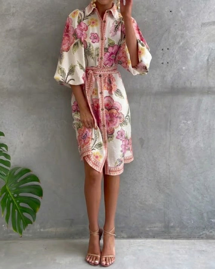 Rosalie | Floral Button Midi Dress