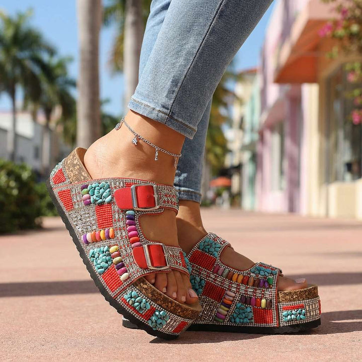 Samantha | Beaded Platform Slides
