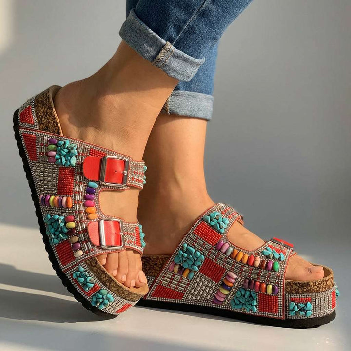 Samantha | Beaded Platform Slides