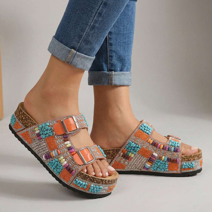 Samantha | Beaded Platform Slides
