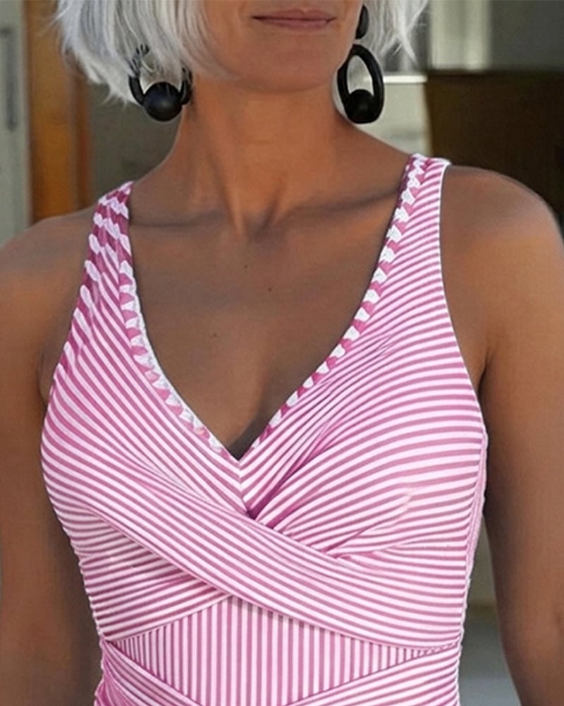 Marina | Striped Wrap Swimsuit