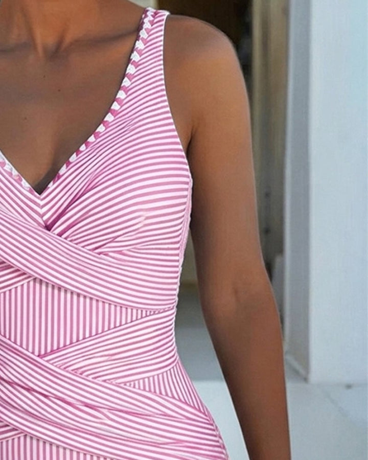 Marina | Striped Wrap Swimsuit