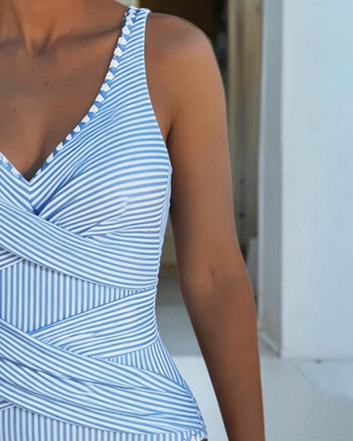 Marina | Striped Wrap Swimsuit