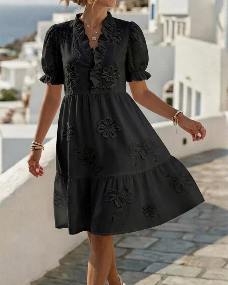 Elara | Floral Puff Sleeve Dress