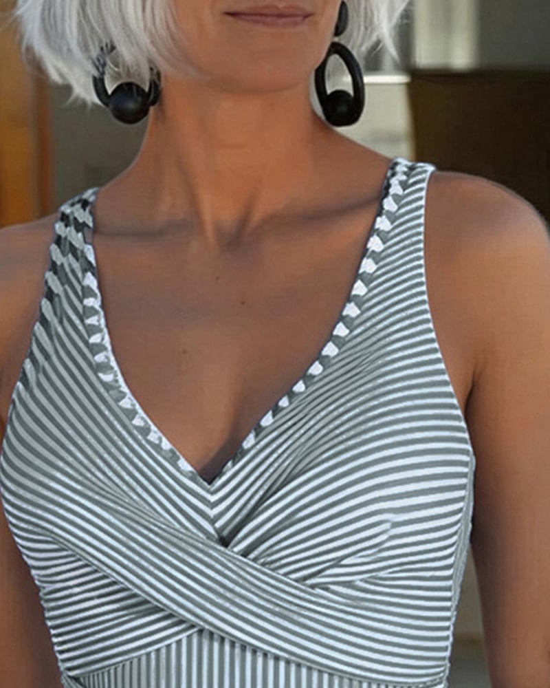 Marina | Striped Wrap Swimsuit