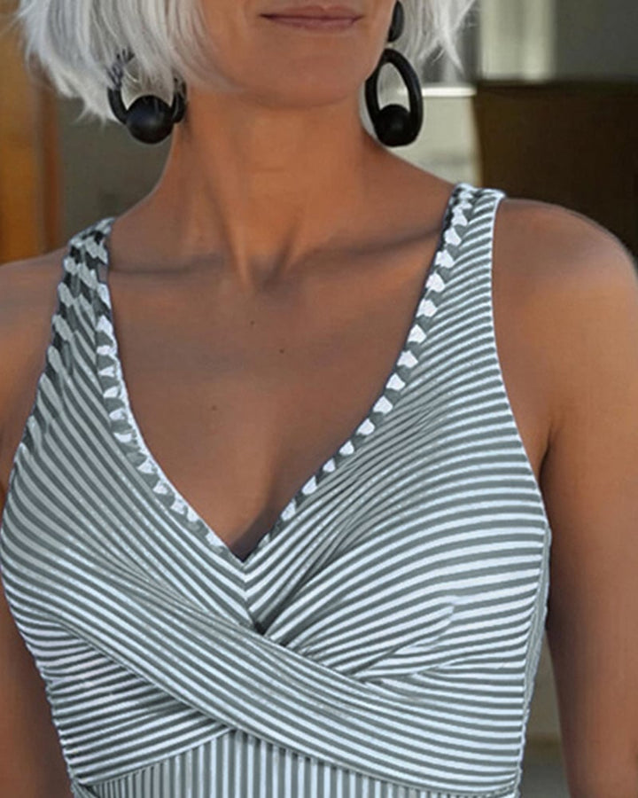 Marina | Striped Wrap Swimsuit