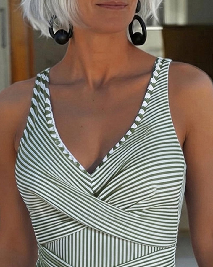 Marina | Striped Wrap Swimsuit