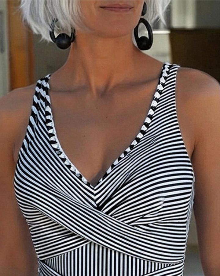Marina | Striped Wrap Swimsuit