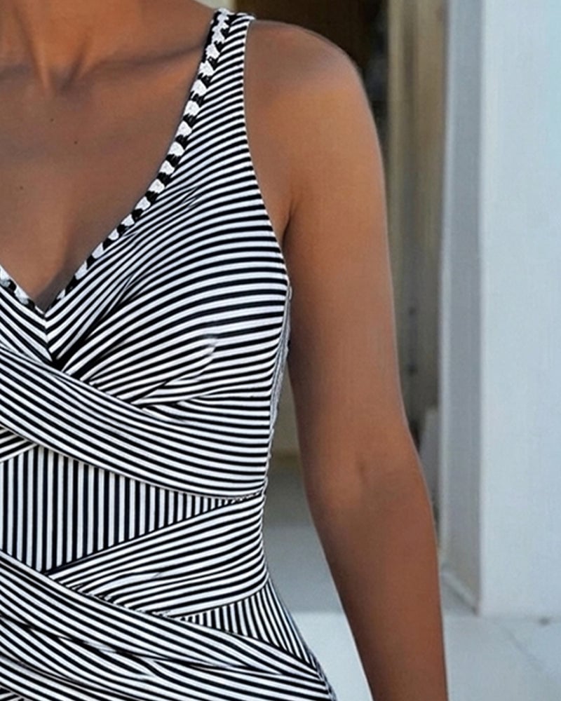 Marina | Striped Wrap Swimsuit