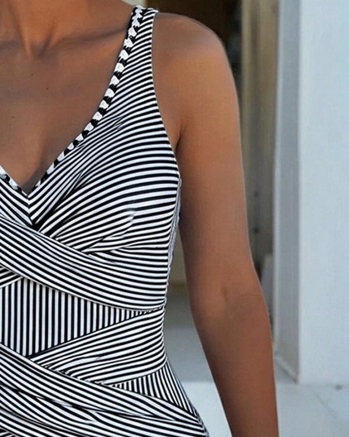 Marina | Striped Wrap Swimsuit